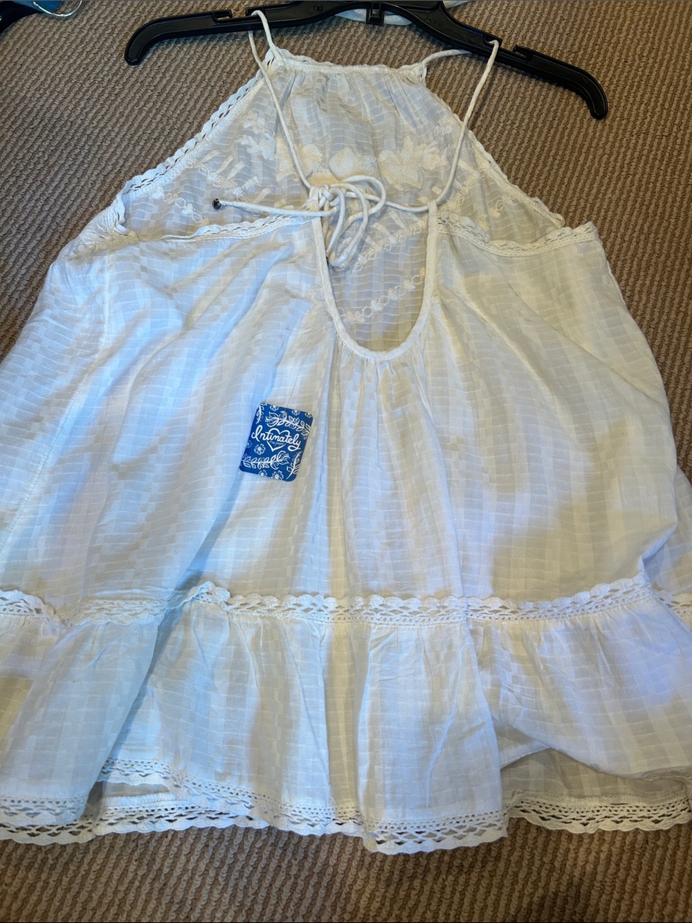 NWT Free People elisa tunic Ivory Crochet Trim Halter Tunic top size S/M - Picture 6 of 10